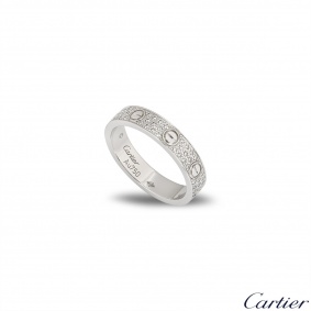 Cartier White Gold Pave Diamond Wedding Love Ring Size 51 B4083400 Cartier White Gold Pave Diamond Wedding Love Ring Size 51 B4083400